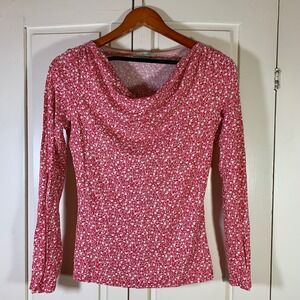 Boden floral drapes neck long sleeve top 00s retro romantic cottagecore chic 6
